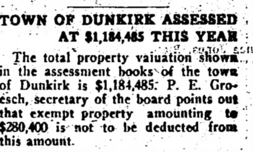 Dunkirk Tax assessment 1932
Peter E Groesch, sec of the Board