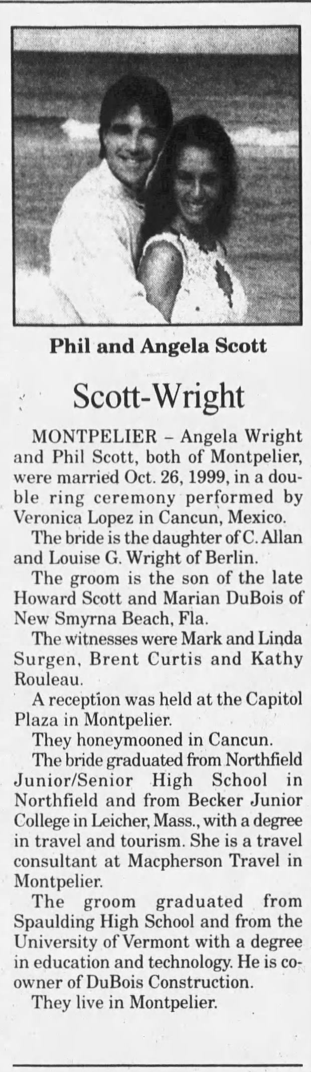 Marriage of Wright / Scott