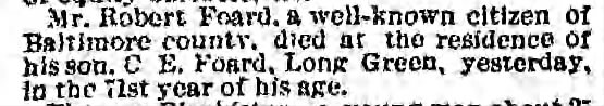 Obituary: Robert Foard, 19 Feb 1884.