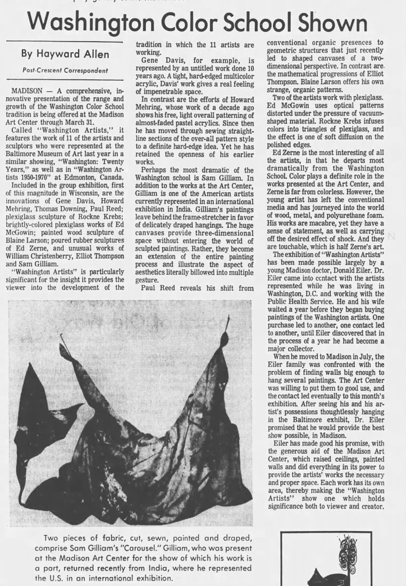 Ed Zerne artist show review 1971