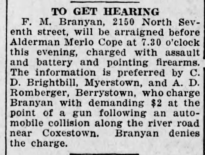 Branyan.F.M. arraignment/attached to tree