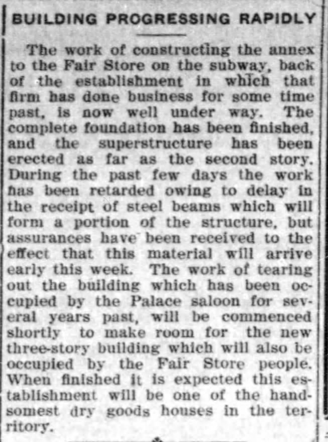 Fair Store Annex 9 Jun 1907 Bisbee Review