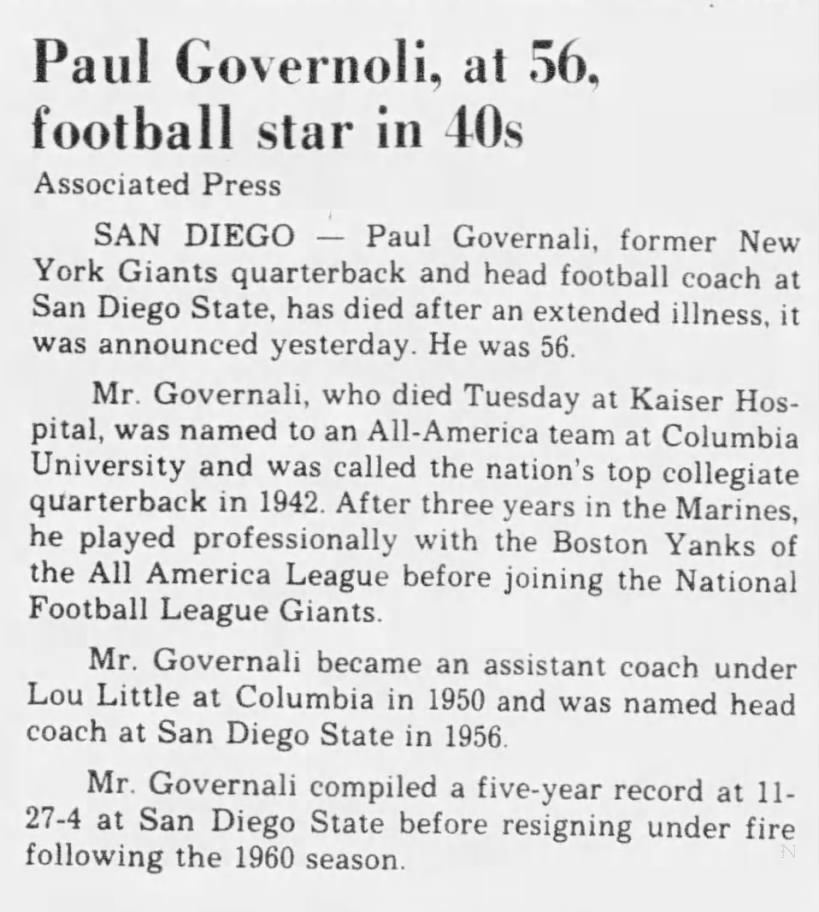 Obituary for Paul Governoli