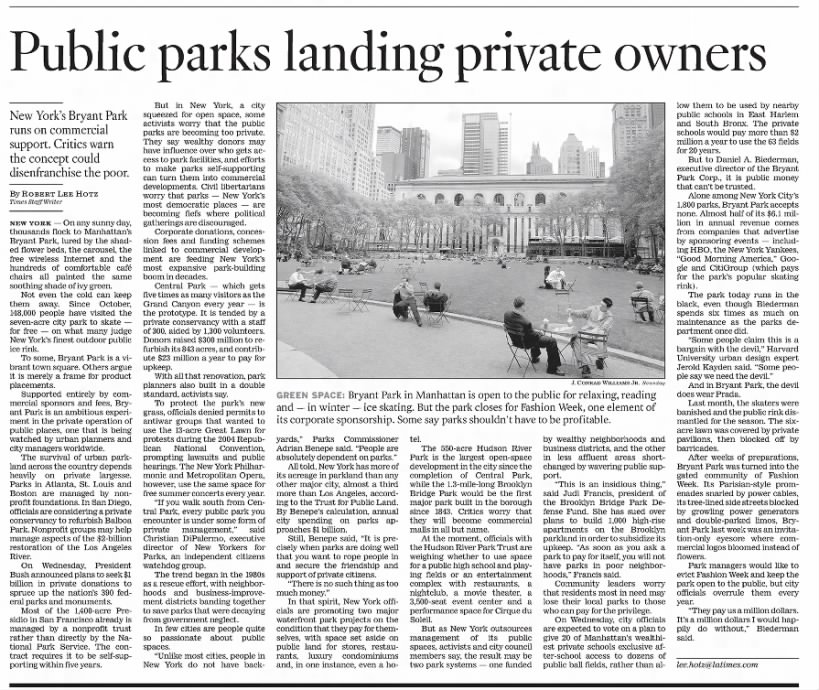 Public Parks Landing Private Owners
