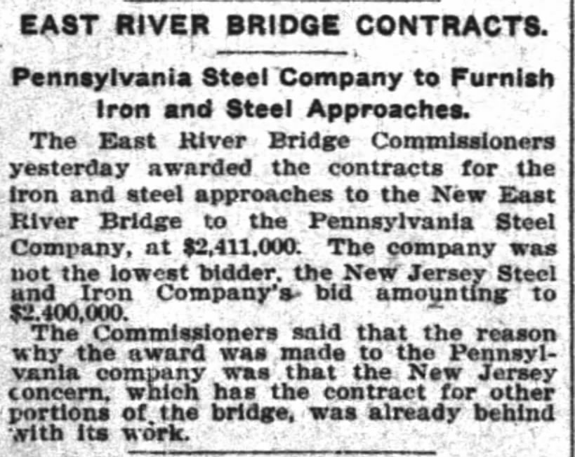 East River Bridge Contracts