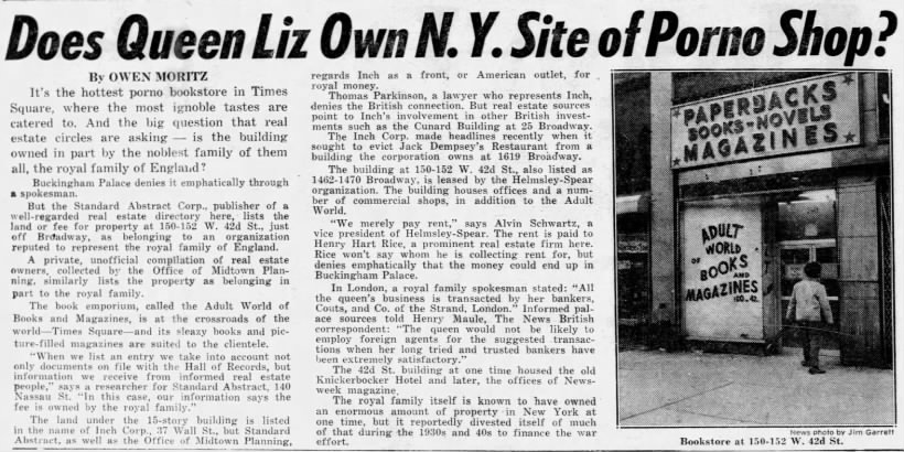 Does Queen Liz Own N.Y. Site of Porno Shop?