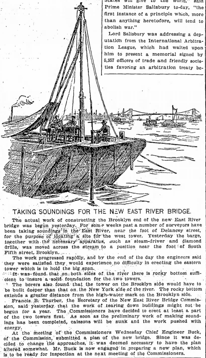 Taking Soundings for the New East River Bridge