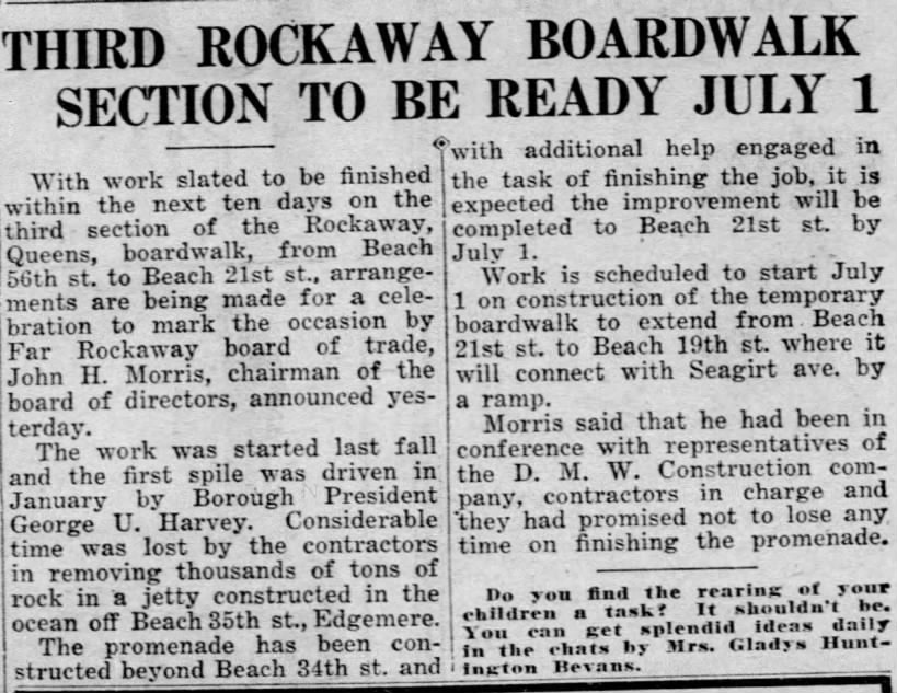 Third Rockaway Boardwalk Section to be Ready July 1
