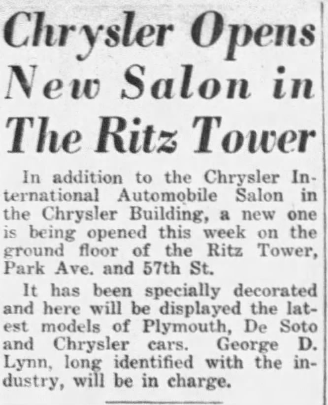 Chrysler Opens New Salon in The Ritz Tower