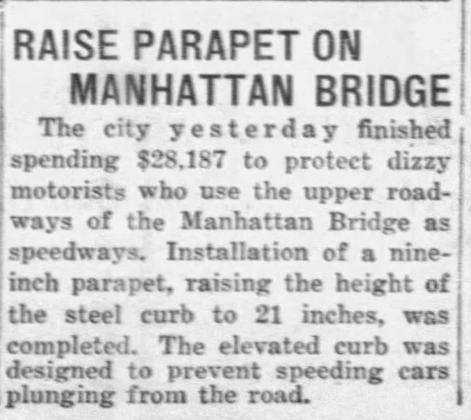 Raise Parapet on Manhattan Bridge