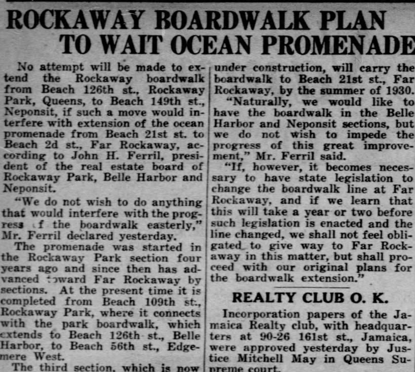 Rockaway Boardwalk Plan to Wait Ocean Promenade