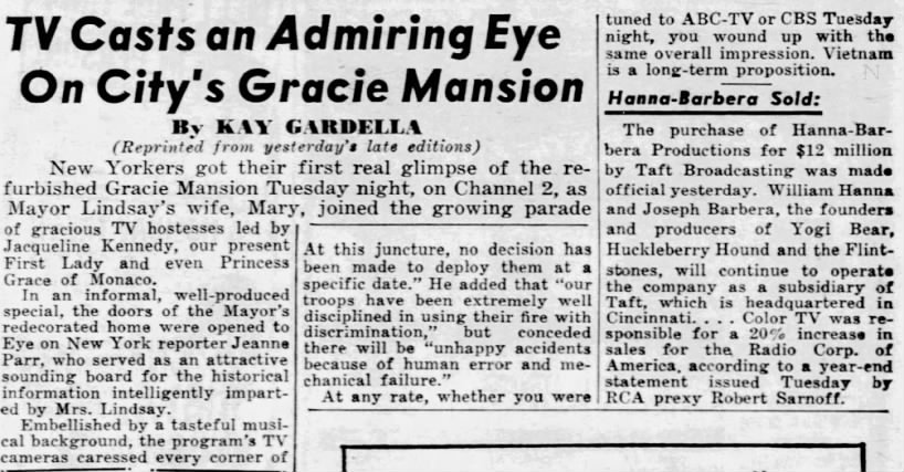TV Casts an Admiring Eye on City's Gracie Mansion