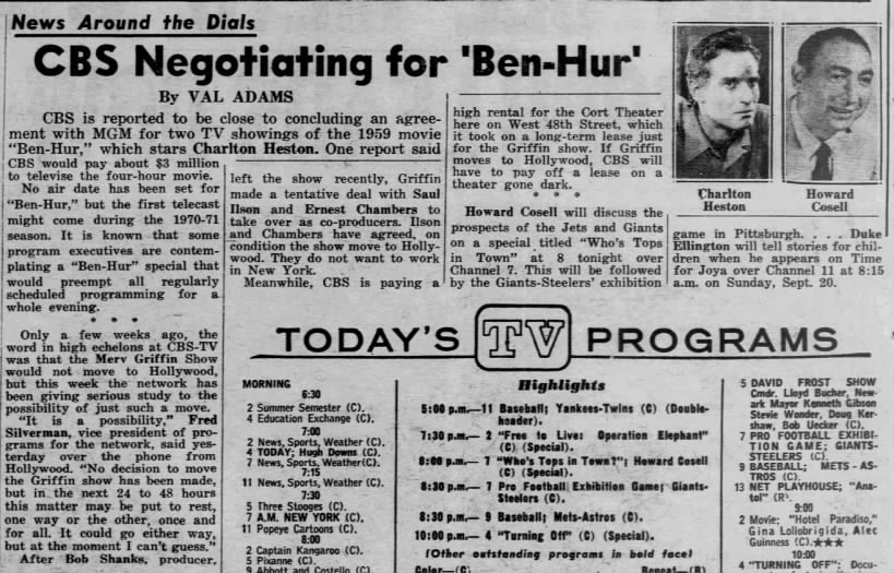 CBS Negotiating for 'Ben-Hur'/Val Adams