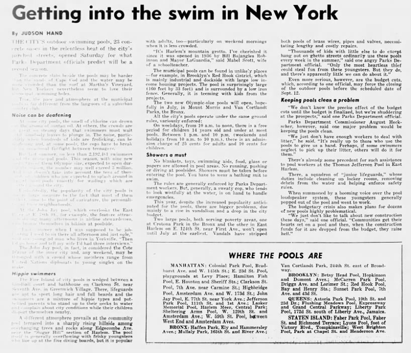 Getting into the swim in New York