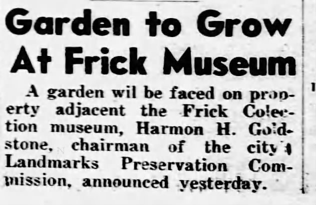 Garden to Grow at Frick Museum