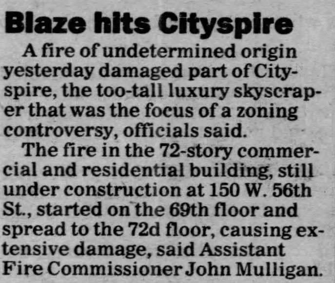 Blaze hits Cityspire