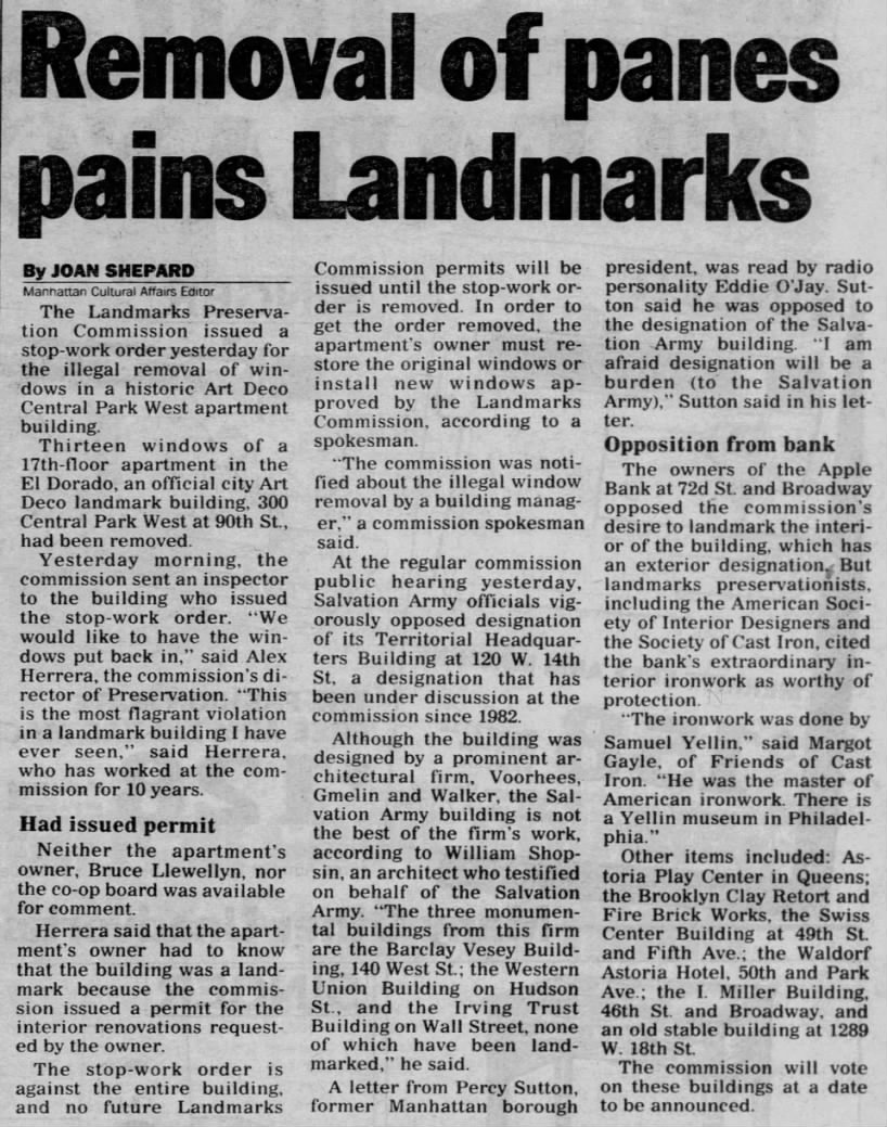 Removal of panes pains Landmarks/Joan Shepard