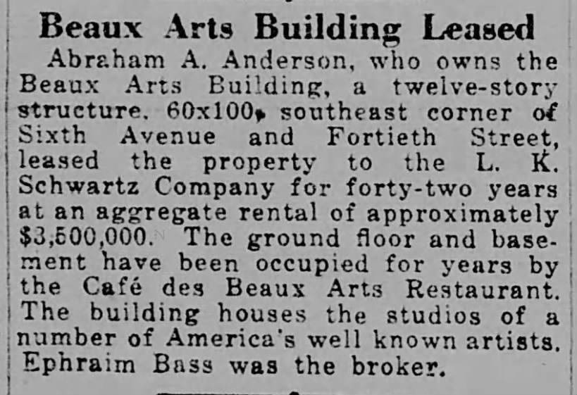 Beaux Arts Building Leased