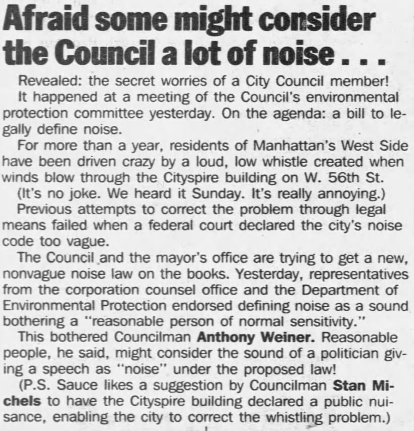 Afraid some might consider the Council a lot of noise...