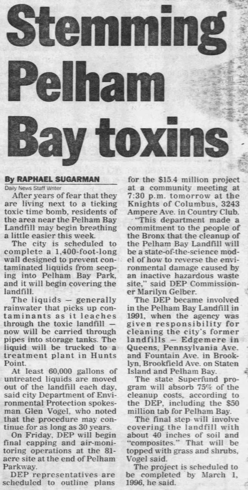 Stemming Pelham Bay toxins