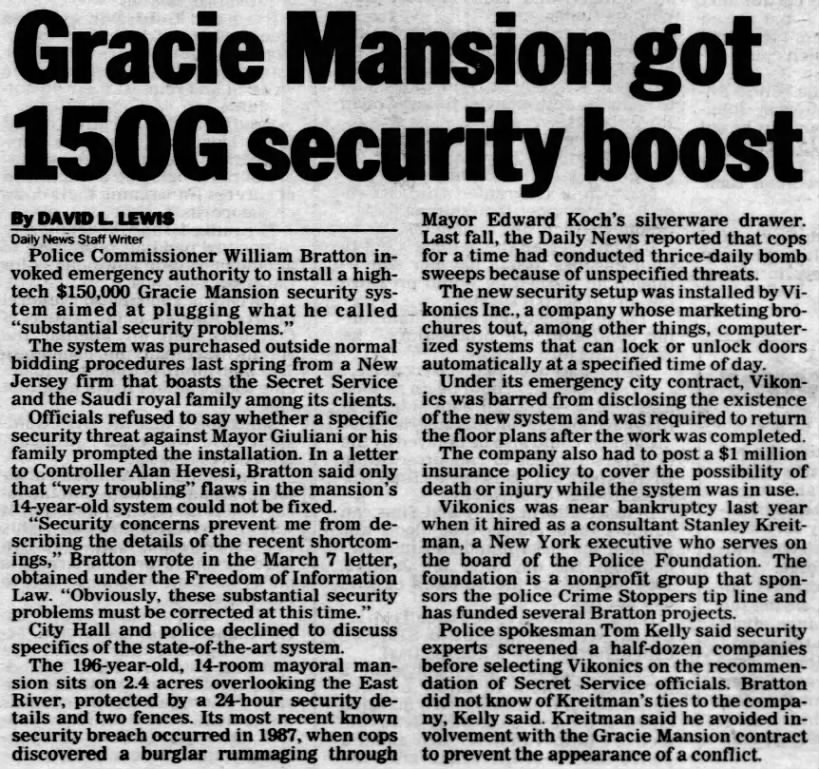 Gracie Mansion got 150G security boost