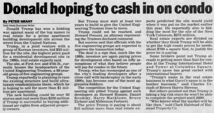 Donald hoping to cash in on condo