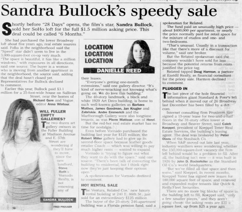 Sandra Bullock's speedy sale