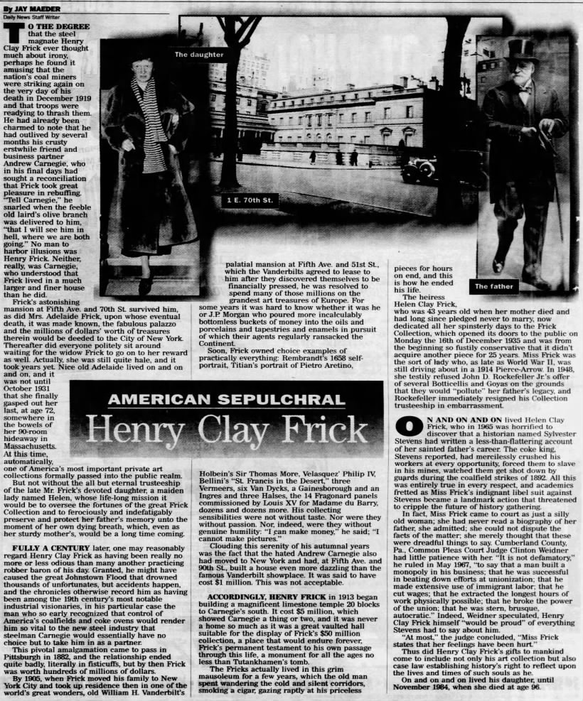American Sepulchral: Henry Clay Frick
