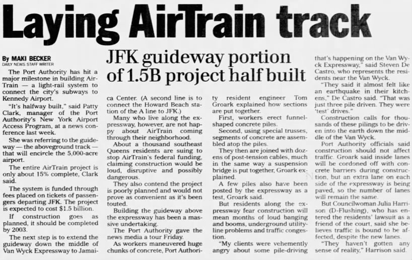 Laying AirTrain Track JFK Guideway Portion of 1.5b Project Half Built