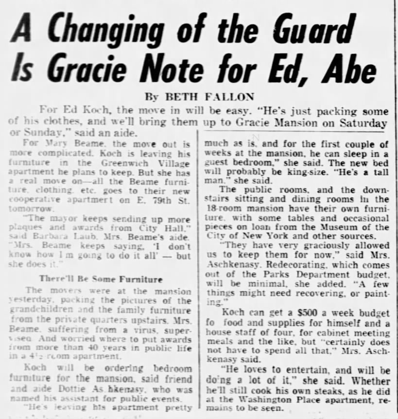 A Changing of the Guard Is Gracie Note for Ed, Abe