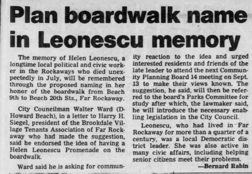 Plan boardwalk name in Leonescu memory