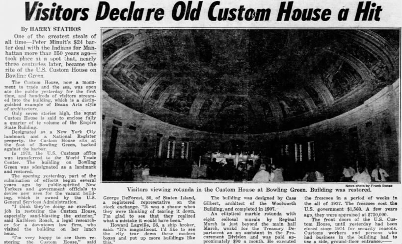 Visitors Declare Old Custom House a Hit/Harry Stathos