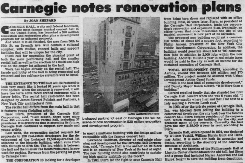 Carnegie notes renovation plans