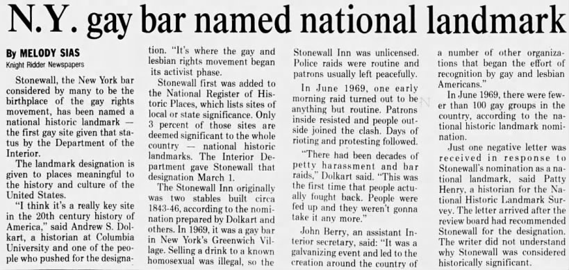 N.Y. Gay Bar Named National Landmark