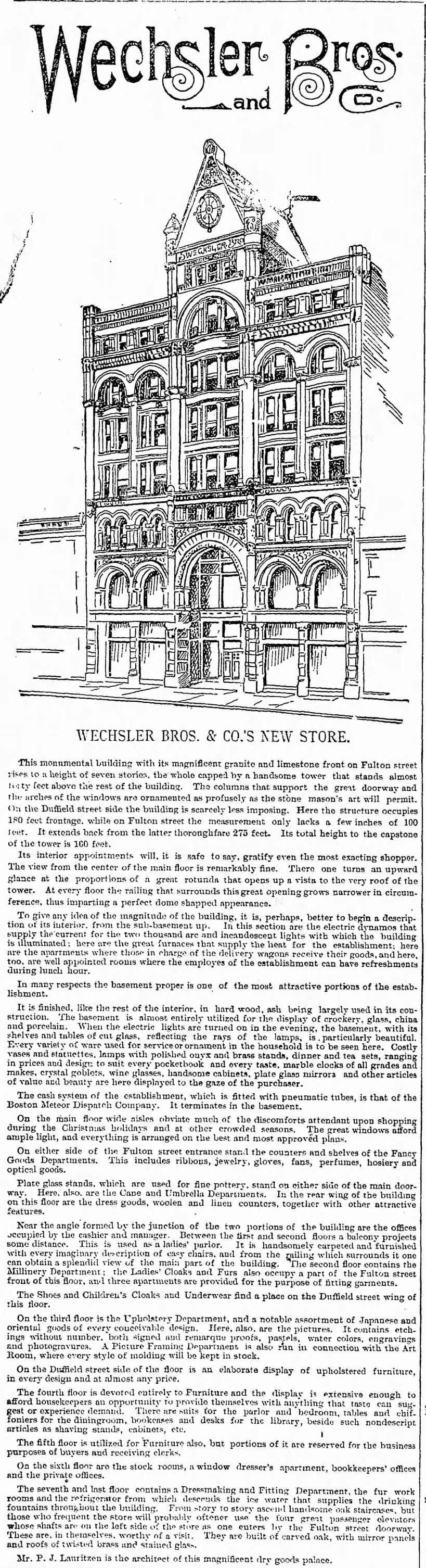 Wechsler Bros. & Co.’s New Store