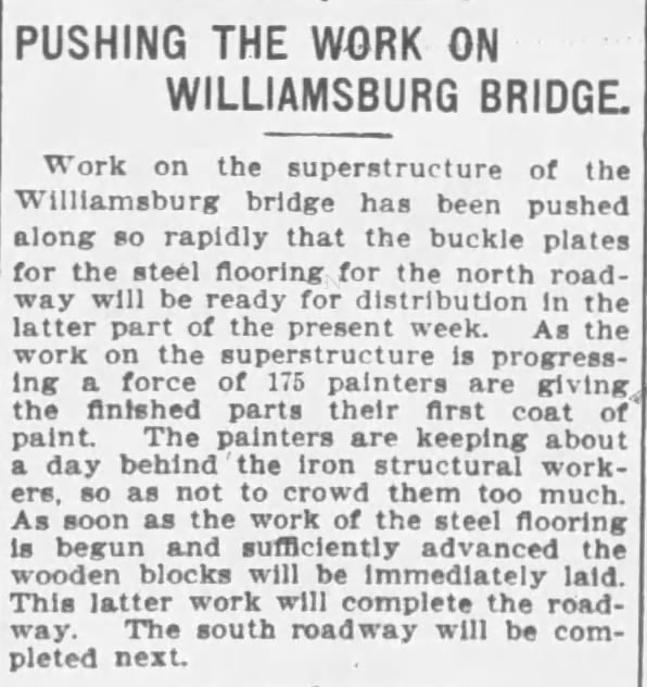 Pushing the Work on Williamsburg Bridge