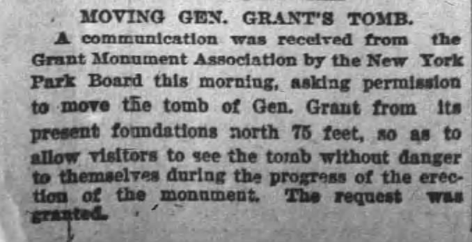 Moving Gen. Grant's Tomb