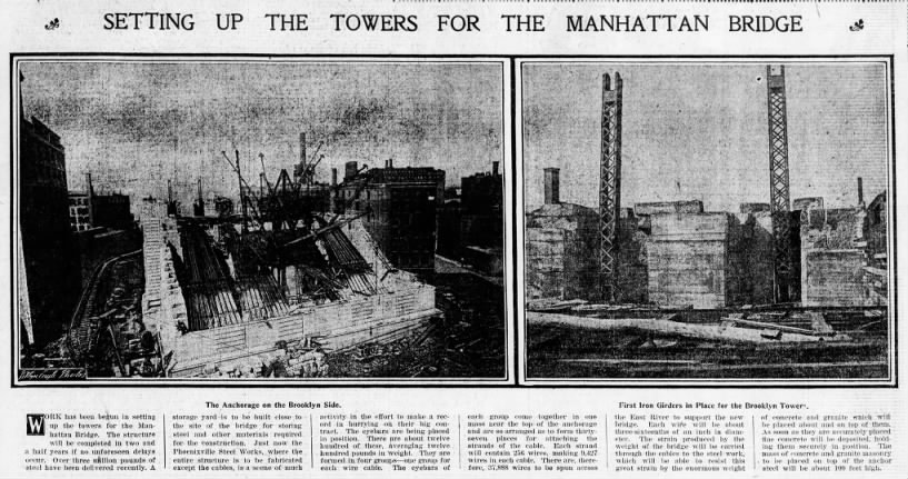 Setting Up the Towers for the Manhattan Bridge