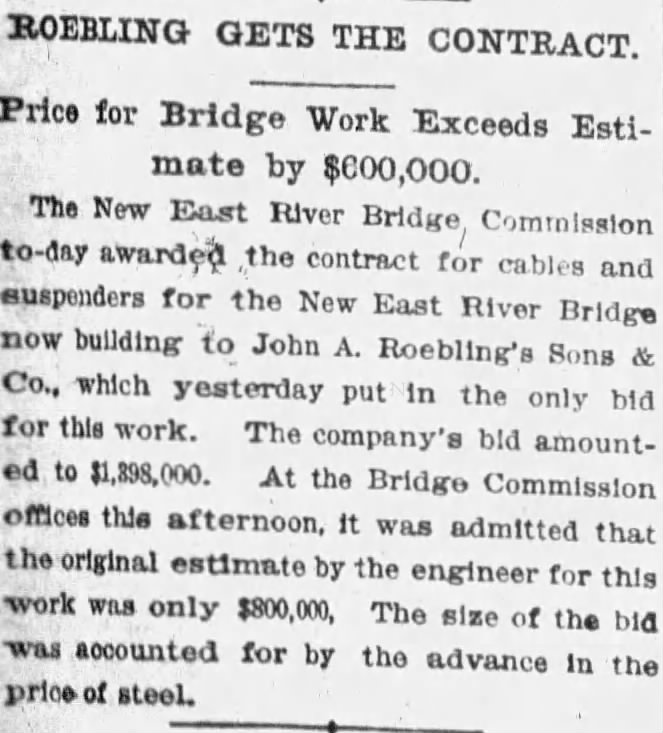 Roebling Gets the Contract