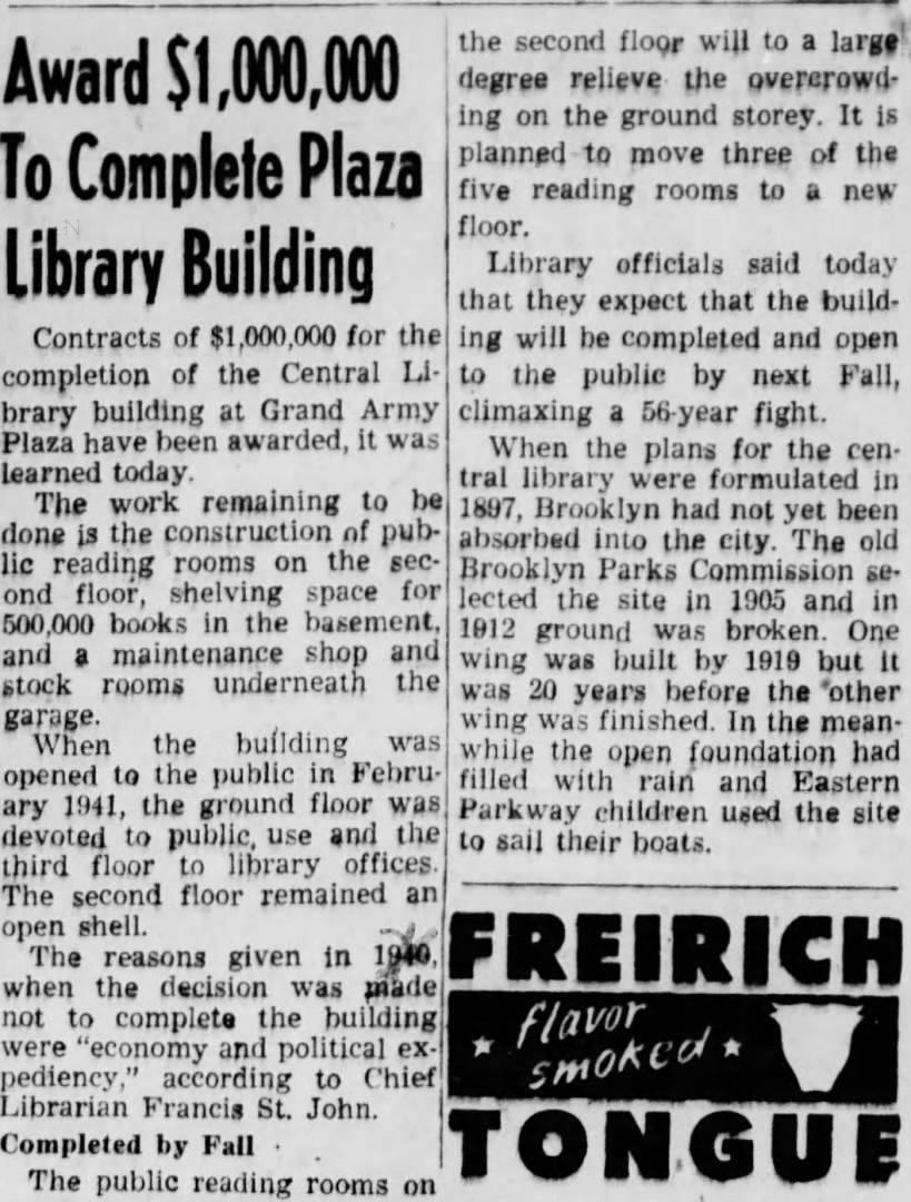 Award $1,000,000 to Complete Plaza Library Building