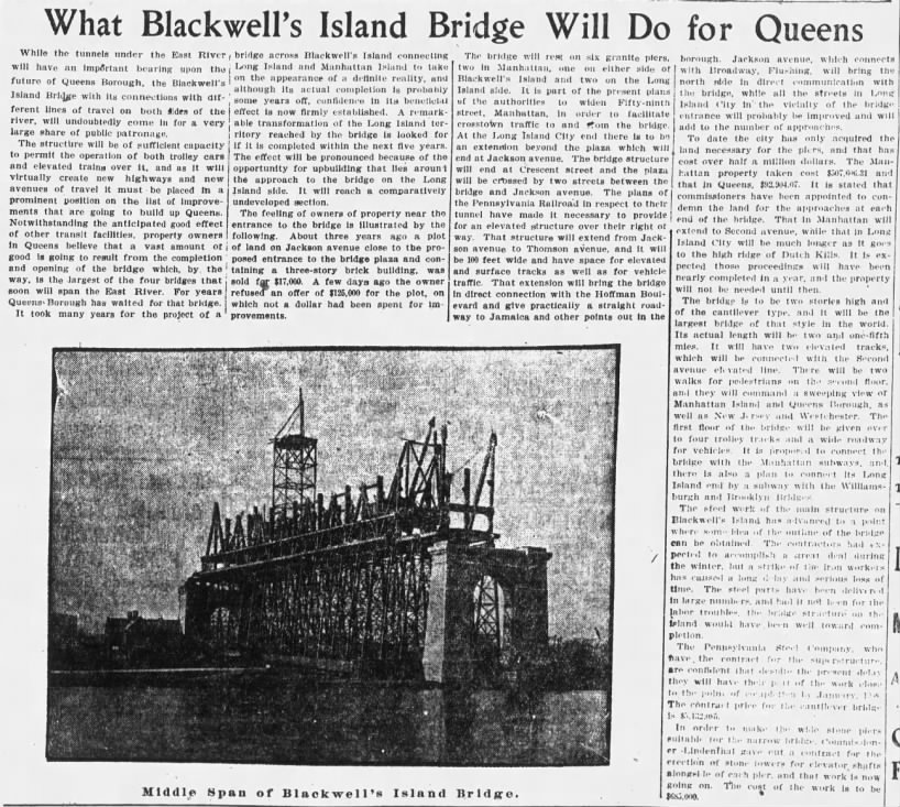 What Blackwell's Island Bridge Will Do for Queens