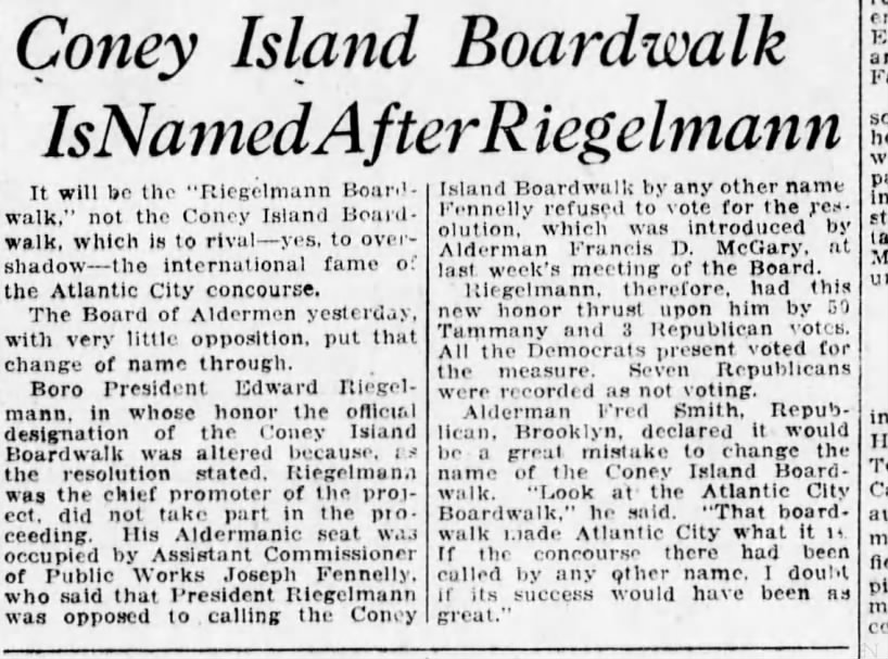 Coney Island Boardwalk Is Named After Riegelmann