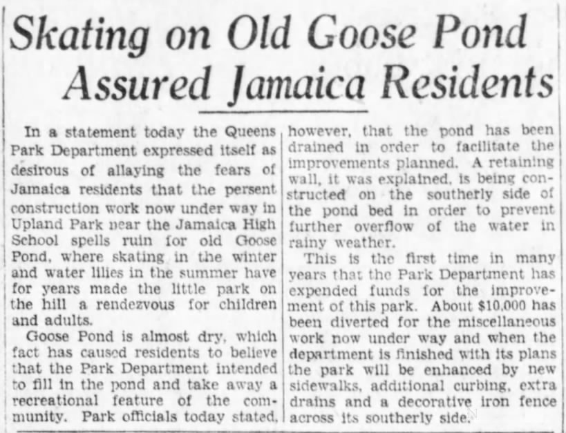 Skating on Goose Pond Assured Jamaica Residents