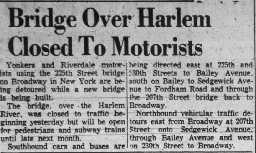 Bridge Over Harlem Closed to Motorists