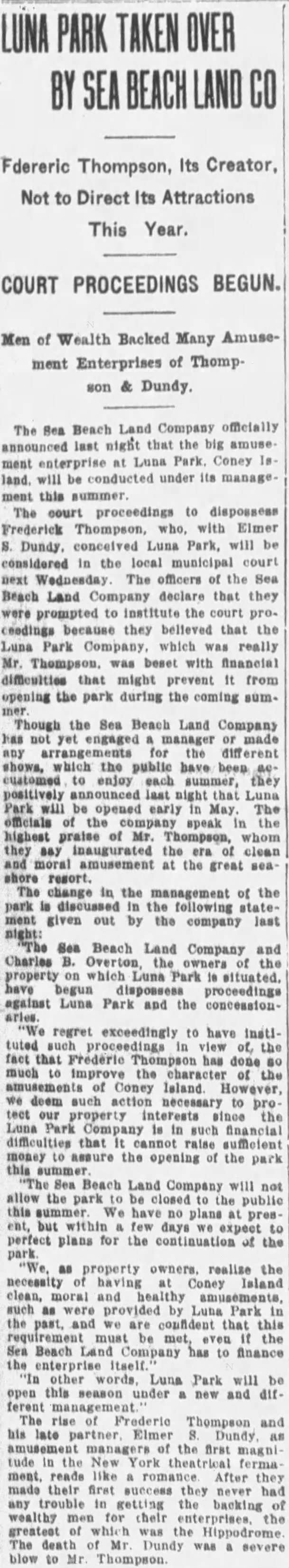 Luna Park Taken Over by Sea Beach Land Co.
