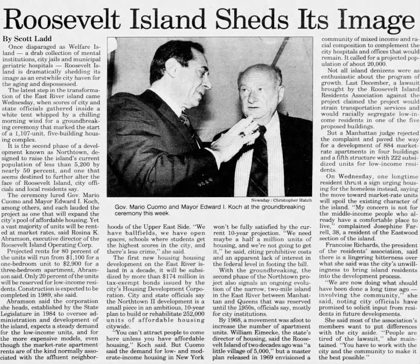 Roosevelt Island Sheds Its Image