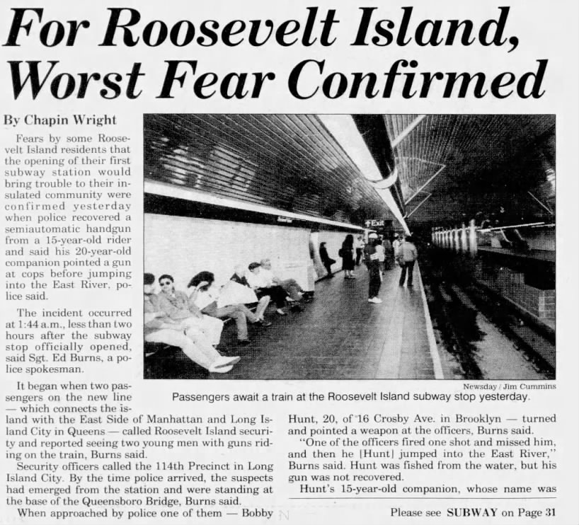 For Roosevelt Island, Worst Fear Confirmed