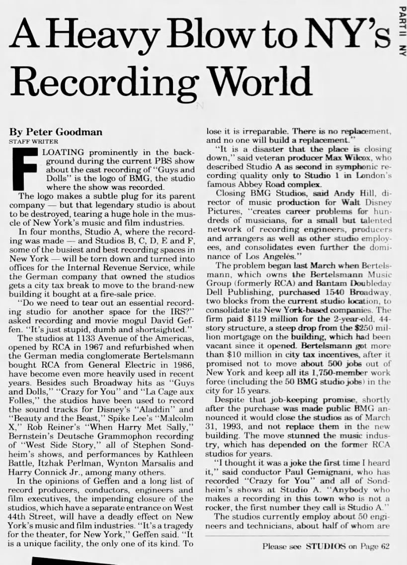 A Heavy Blow to NY's Recording World/Peter Goodman