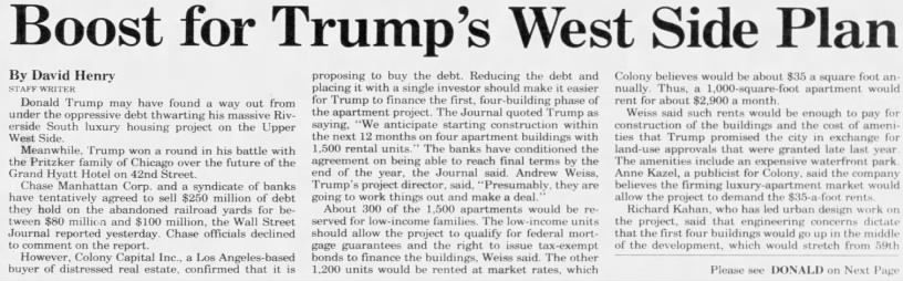 Boost for Trump's West Side Plan/David Henry