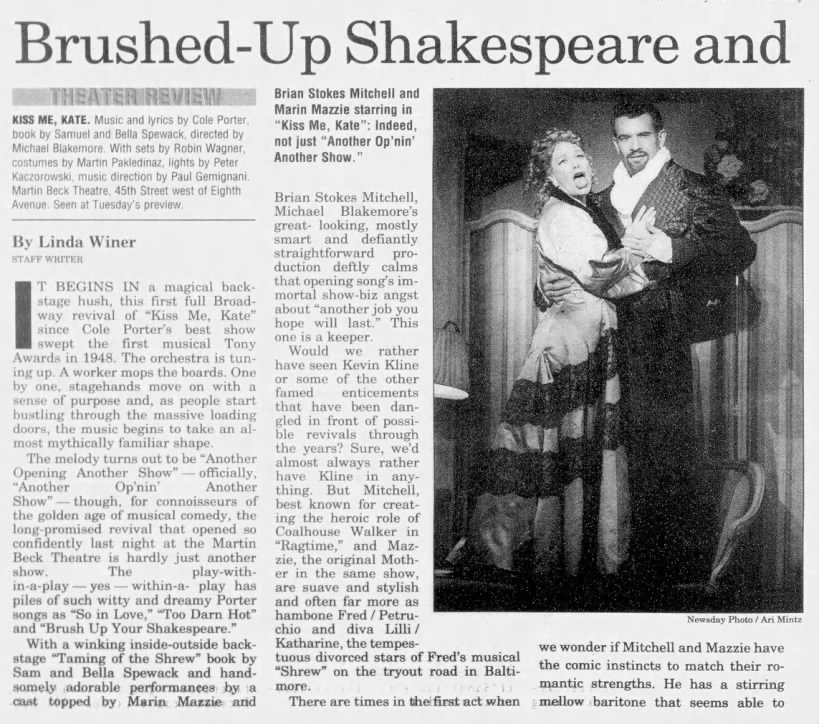 Brushed-up Shakespeare and/Linda Winer
